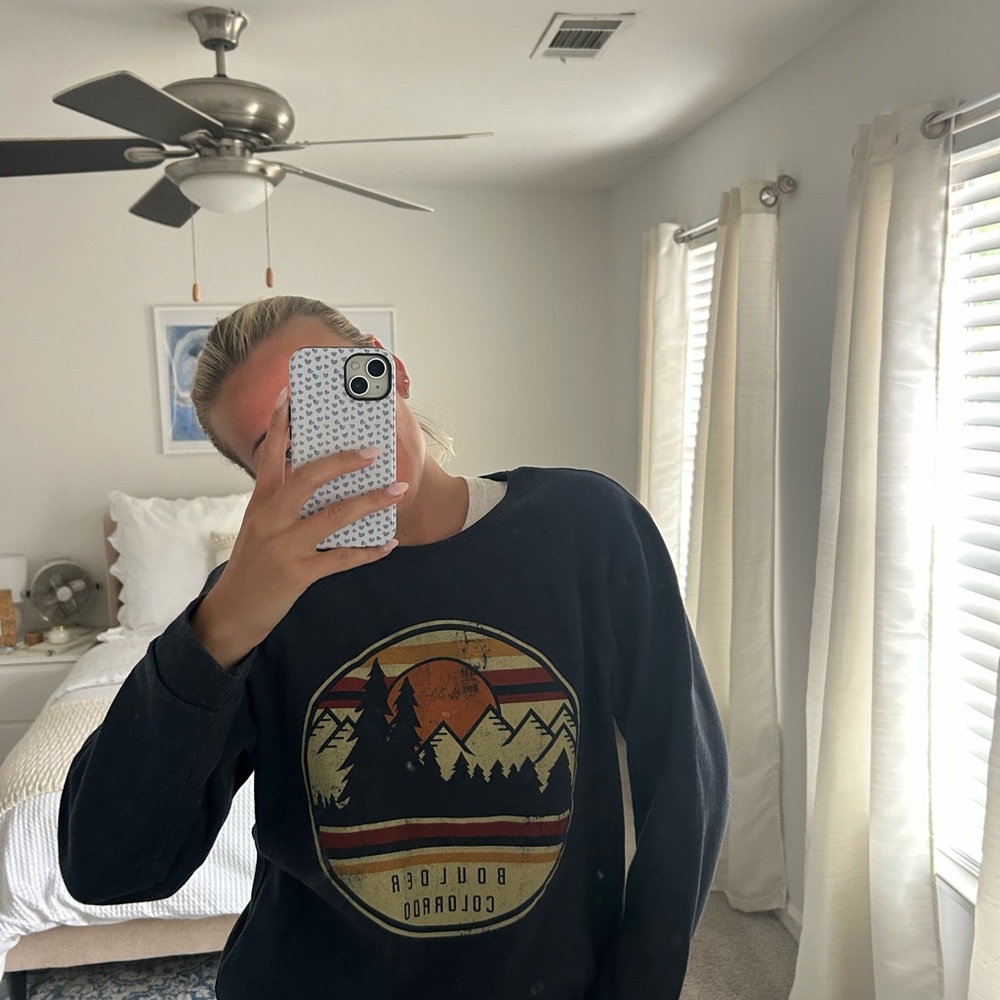 Navy Boulder Colorado Graphic Sweatshirt